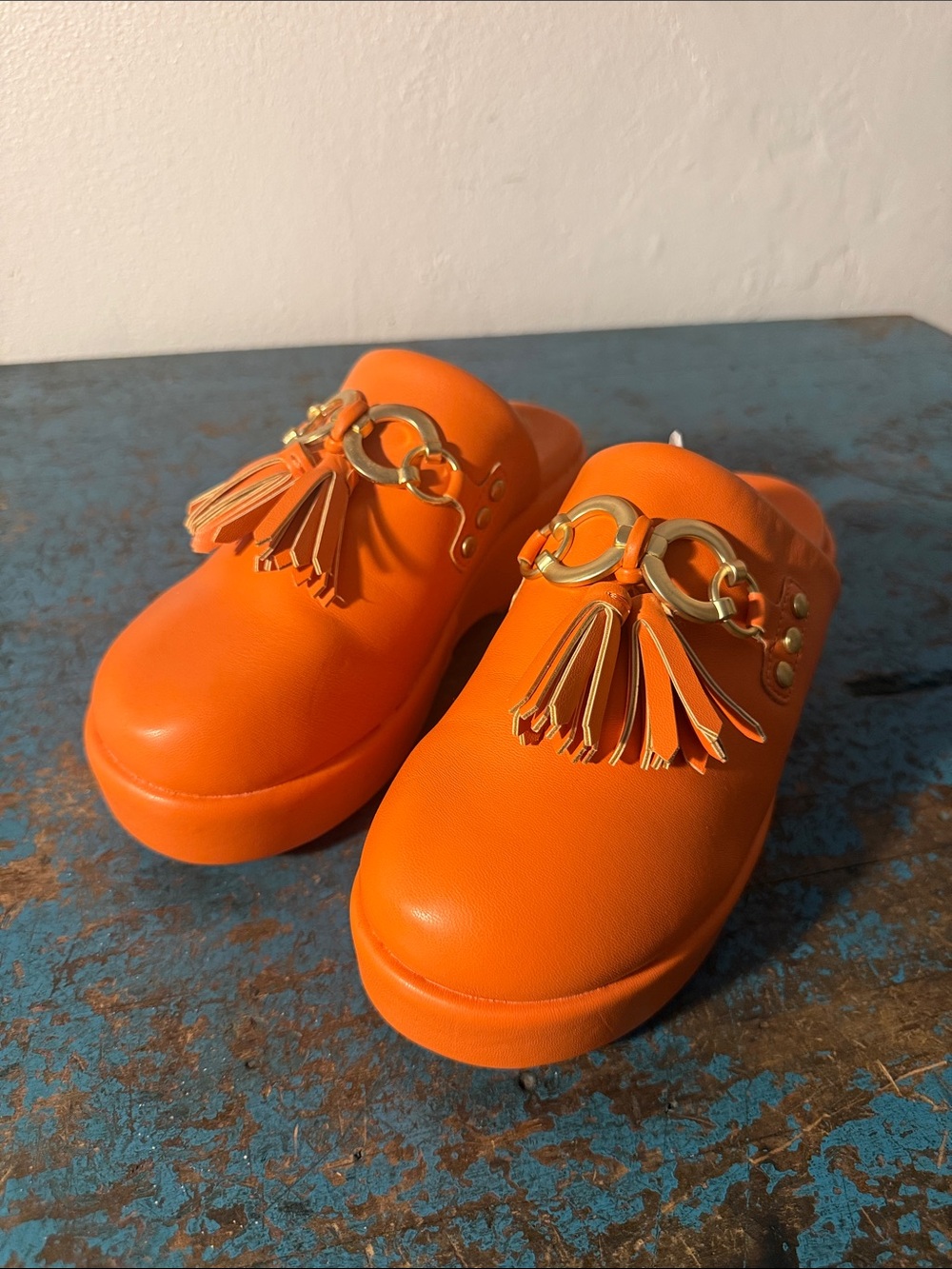 Circus by Sam Edelman Orange Tassel Ring-Accent Leather Mules